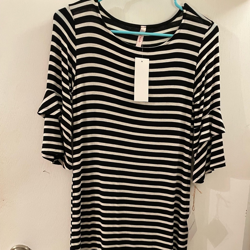 Black & white striped boutique dress